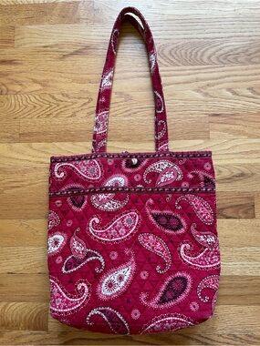 Vera Bradley Quilted Shoulder Tote in Mesa Red Paisley